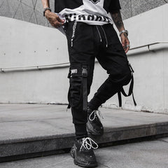 Hearujoy Hip Hop Joggers Pants Men Harajuku Streetwear Ribbons Pants Casual Slim Track Trousers Elastic Waist Male Jogger WB284