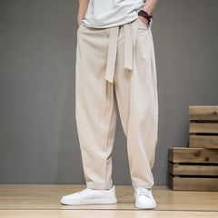 Hearujoy Spring Cotton Linen Pants Men Elastic Waist Casual Harem Pant Loose Sweatpants Traditional Chinese Trousers pantalons homme