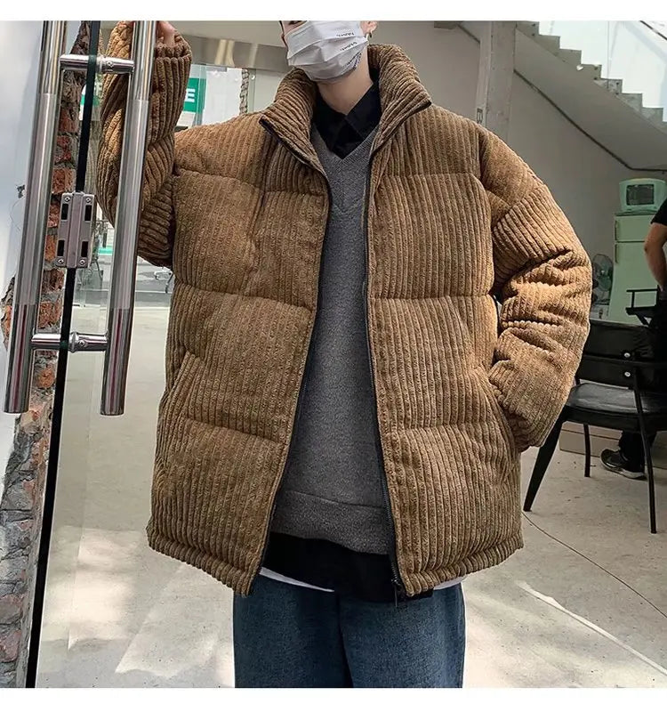 HEARUJOY  -  Winter Jacket Men Parkas Thicken Warm Coat Stand Collar Oversize Parkas Korean Style Male Padded Coat Warm Jackets Harajuku