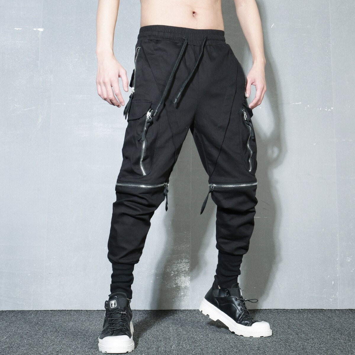 Hearujoy Detachable Multi-Pocket Cargo Pants Men Harajuku Hip Hop Streetwear Joggers Trousers Man Elastic Waist Techwear WB377