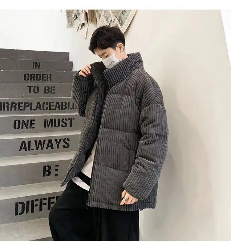 HEARUJOY  -  Winter Jacket Men Parkas Thicken Warm Coat Stand Collar Oversize Parkas Korean Style Male Padded Coat Warm Jackets Harajuku