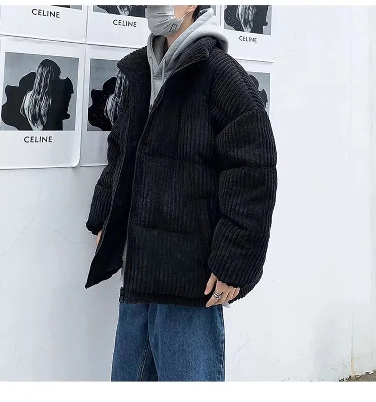 HEARUJOY  -  Winter Jacket Men Parkas Thicken Warm Coat Stand Collar Oversize Parkas Korean Style Male Padded Coat Warm Jackets Harajuku