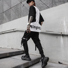 Hearujoy Hip Hop Joggers Pants Men Harajuku Streetwear Ribbons Pants Casual Slim Track Trousers Elastic Waist Male Jogger WB284