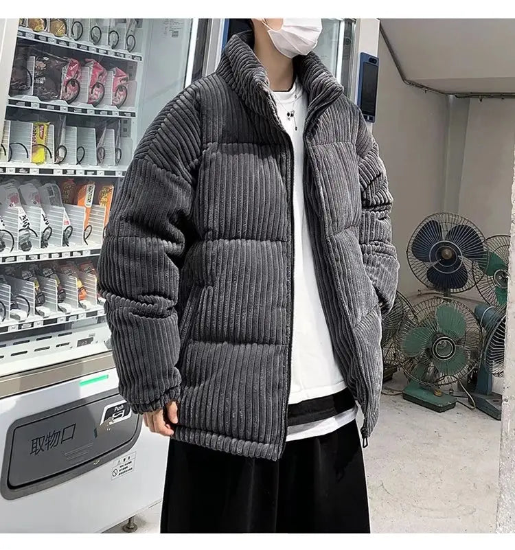 HEARUJOY  -  Winter Jacket Men Parkas Thicken Warm Coat Stand Collar Oversize Parkas Korean Style Male Padded Coat Warm Jackets Harajuku