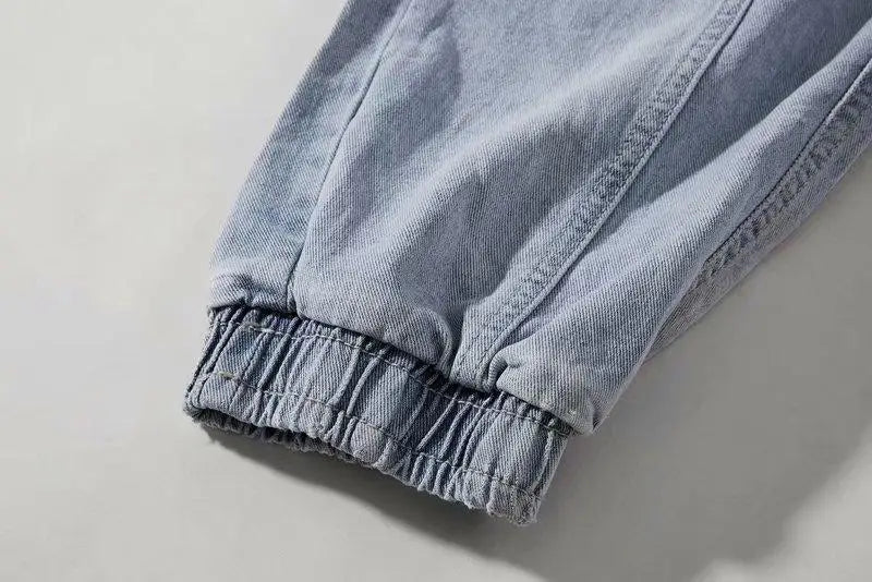 HEARUJOY  -  Spring Summer Black Blue Cargo Jeans Men Streetwear Denim Jogger Pants Men Baggy Harem Jean Trousers Ankle-Length Men Cloth