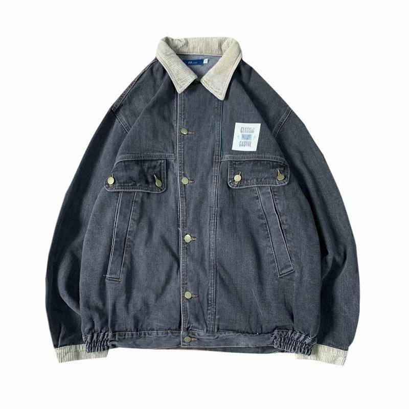 90s fashion men American Retro Denim Coat for Boys Spring and Autumn New Loose All-Match Fashion Handsome Casual Workwear Jacket