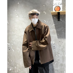 men fall outfits casual Japanese Retro Oversize Lapel Jacket Men's Outer Wear Spring and Autumn Hong Kong Style Loose Workwear Flight Jacket