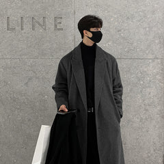 frat outfits Woolen Coat 2024 New Men's High-Grade Winter Thickened Long over-the-Knee Korean Woolen Coat