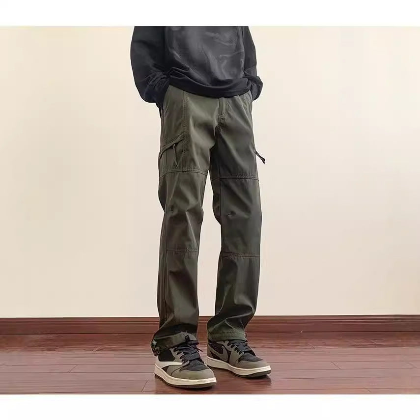 fall outfit men Men's Summer Thin Waterproof Mountaineering Functional Overalls Straight Versatile Loose Slim Casual Trousers