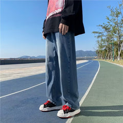 90s streetwear Jeans Men's Autumn and Winter Men's Loose Straight Casual Trousers Men's plus Size Pants