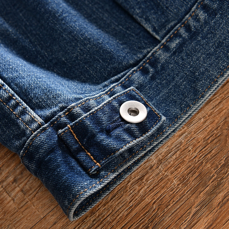 HEARUJOY  -  Amekaji High Quality Autumn and Winter Style Men's Denim Jacket Couple's Lapel Retro Washed Workwear Coat Trendy