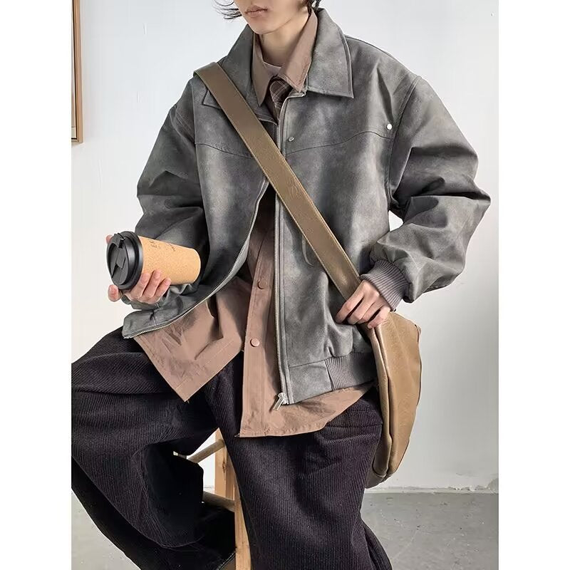 outfit inspo 2024 American High Street Niche Lapel Jacket Men's and Women's Retro Loose All-Match Trendy Casual Jacket