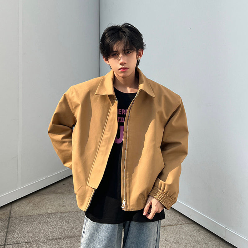 Japanese Style Simple Men's Jacket Youth Popular Autumn and Winter Versatile New Outdoor Fashionable Square Collar Trendy Standard Long Sleeve Fashion