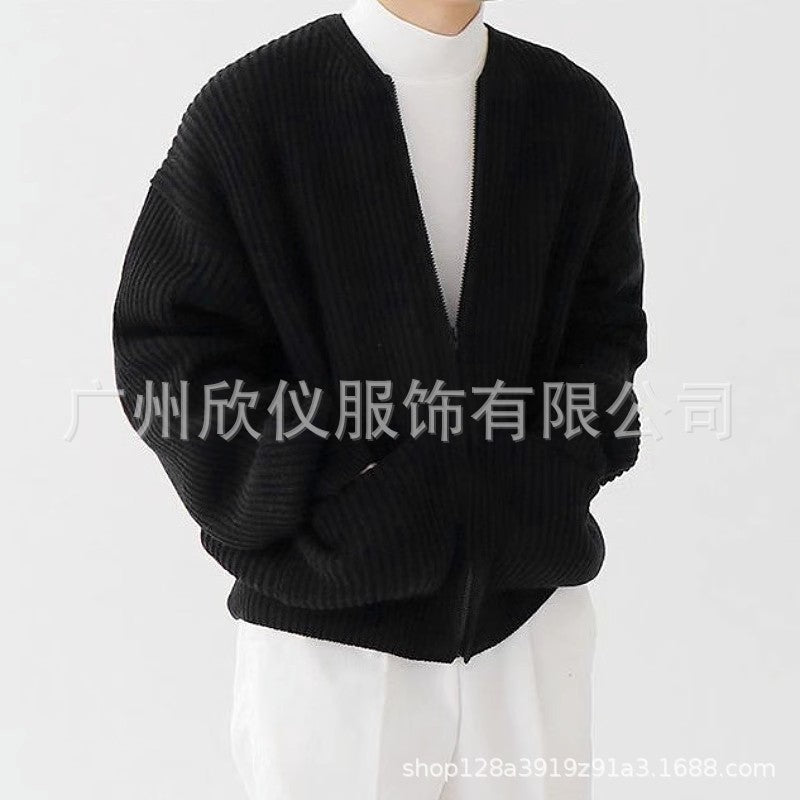 fall outfits men 2024 Autumn and Winter New Fashion Trendy Ins Trendy Knitted Cardigan Men's Solid Color Sweater Loose Casual Lazy Style