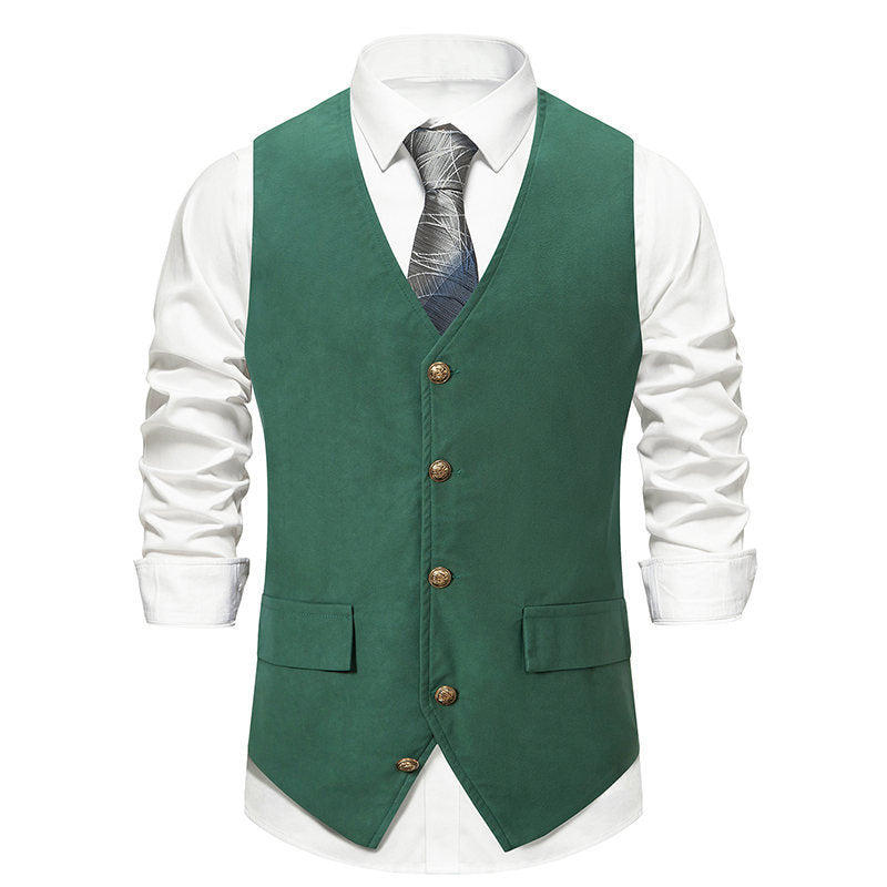 fall outfits men Autumn and Winter New Suit Vest Men's Medieval Retro Vest European Size V-neck Single-Breasted Casual Vest