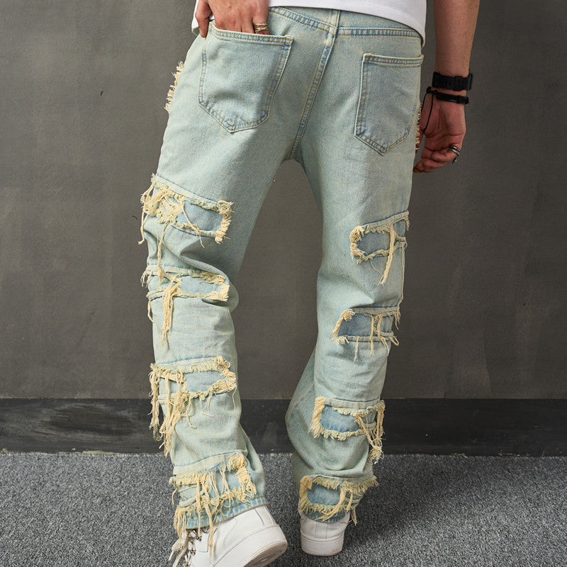 90s fashion men American Style Retro Wide Leg Jeans Men's American Style Trendy Loose Trousers High Street Wide Leg Pants