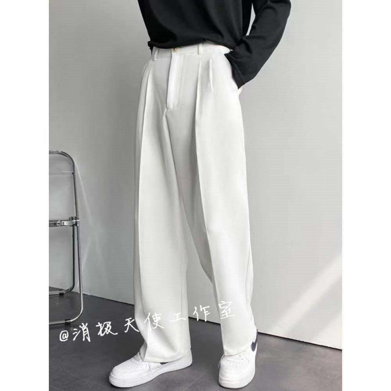 guys clothing styles 2024 Autumn and Summer New Casual Pants Loose Hong Kong Style Drop-down Suit Pants Trendy All-Matching Trousers Men's Straight Wide-Leg Pants Trendy