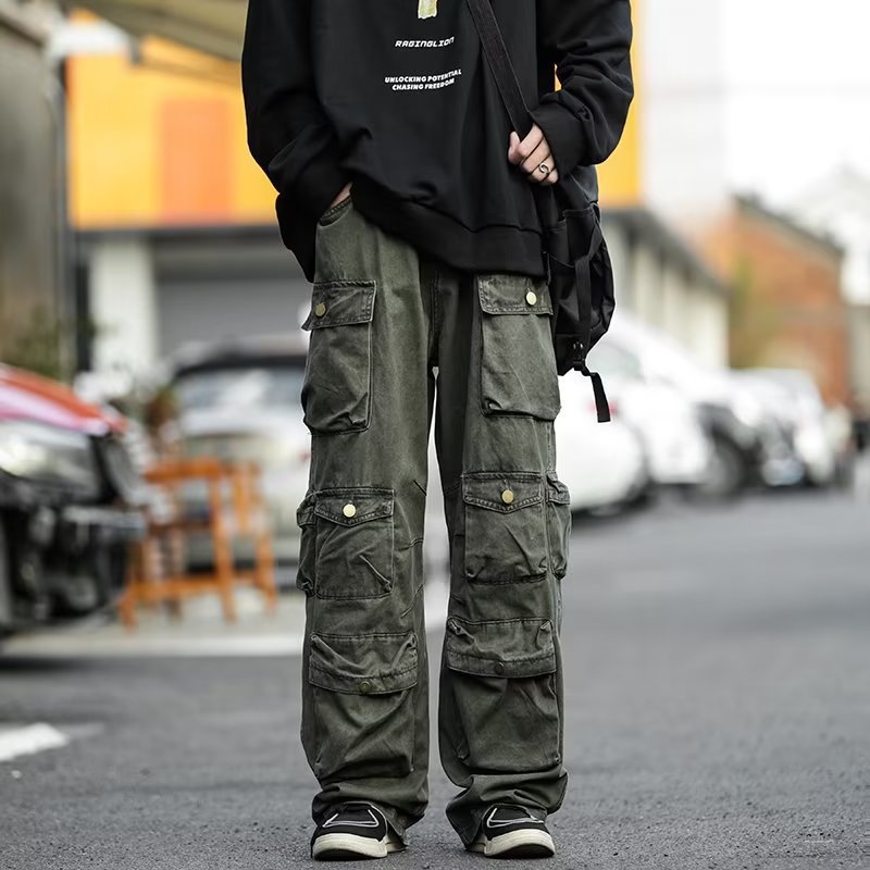 2000s fashion American Style Charging Pants Men's Spring and Autumn New High Street Vintage Functional Wind Tooling Casual Trousers