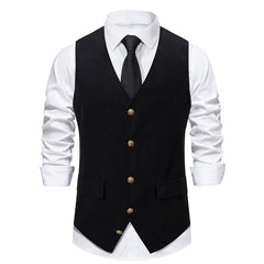 fall outfits men Autumn and Winter New Suit Vest Men's Medieval Retro Vest European Size V-neck Single-Breasted Casual Vest