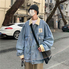 90s fashion men American Retro Denim Coat for Boys Spring and Autumn New Loose All-Match Fashion Handsome Casual Workwear Jacket