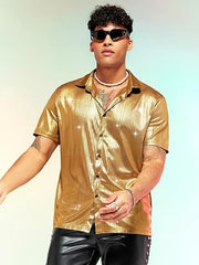 mens costumes 2024 New Sequined Button Shirt Men's Formal Shirt 1970s Disco Party Cosplay