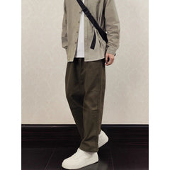 90s fashion men 2024 Spring and Summer New Drawstring Elastic Waist Loose Army Green Casual Straight Trousers Overalls Men