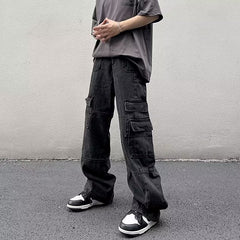 90s fashion men Overalls Men's Loose Ins Fashion Solid Color Casual Pants Trendy Trousers New Trendy Youth Popular