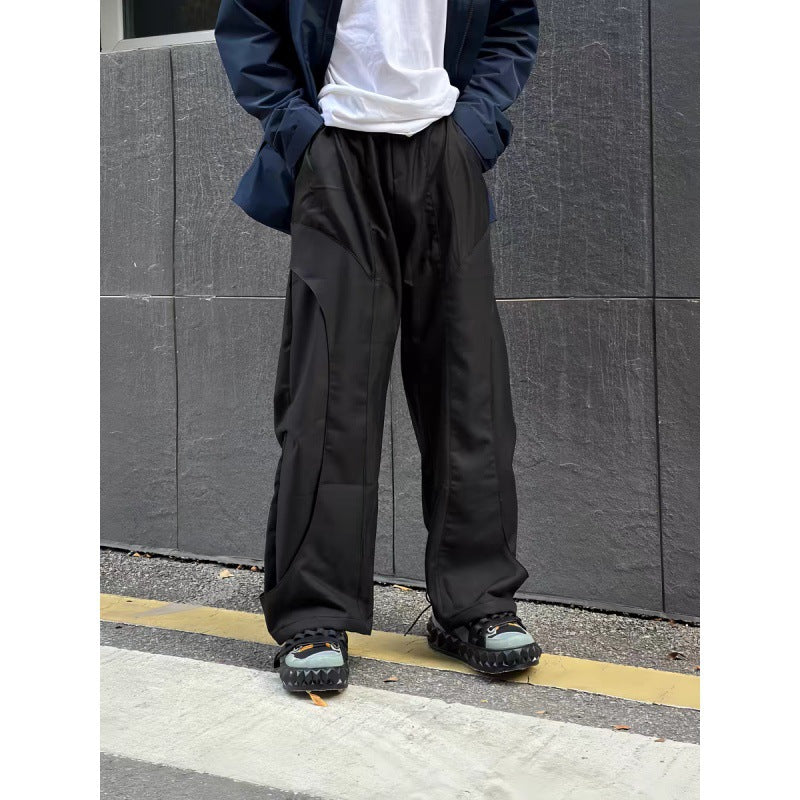 guys clothing styles 2024 American High Street Deconstructing Personalized Casual Suit Pants Ins Trendy Drape Wide-Leg Pants