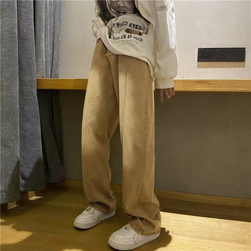 90s streetwear Jeans Men's Autumn and Winter Men's Loose Straight Casual Trousers Men's plus Size Pants