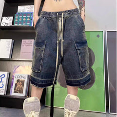 jorts mens outfits 2024 American Retro Washed Workwear Denim Shorts Men's and Women's Summer Thin Straight Men's Shorts