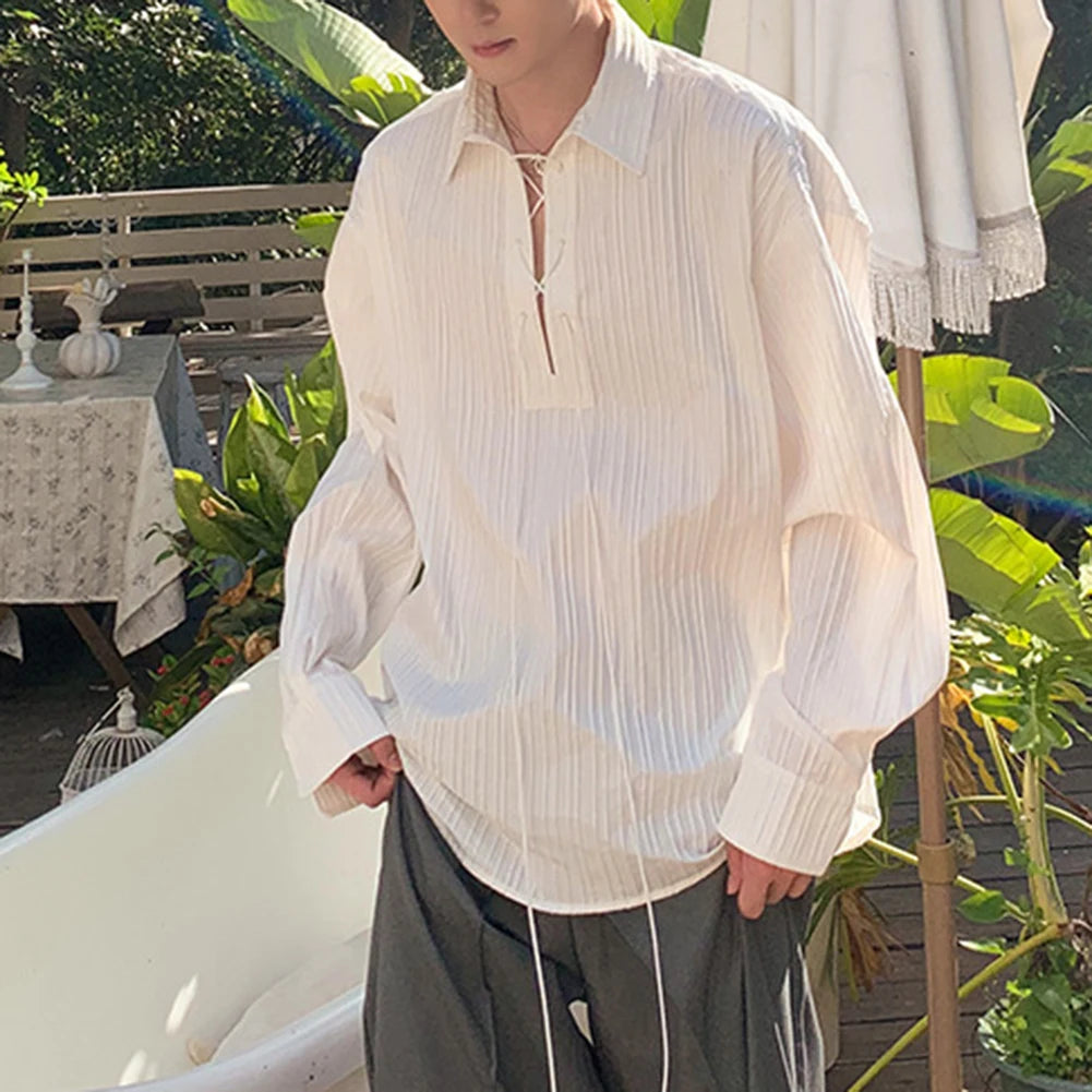 HEARUJOY  -  Casual Outing Regular Clothing Length Slight Stretch Fabric Casual Draped Long Sleeve Shirt Casual Style Shirt