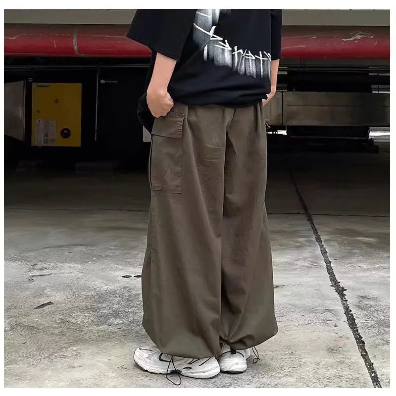 Hearujoy Vintage Baggy Cargo Pants Men Cotton Wide Leg Trousers Male Oversize Retro Loose Casual Japanese Streetwear Hip Hop