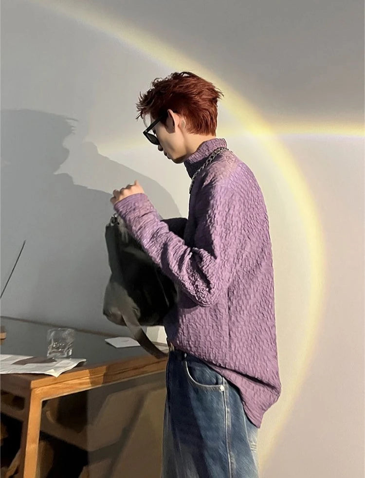 HEARUJOY  -  Unicolor Men's T-shirts Japan One Piece Designer Quotes Emo Size Plain Sweatshirt Bulk Aesthetic Spring Turtleneck Male Pullover