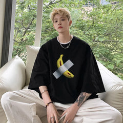 HEARUJOY  -  T Shirt Oversized Cotton For Men White Men's Banana Print T-shirts 5XL Male Casual Wear Summer Tee Shirts Unisex Big Size