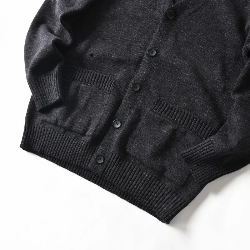 HEARUJOY  -  Premium Wool-Blend Relaxed Fit Layered V-Neck Cardigan Men's Warm Knit Sweater Coat for Autumn/Winter