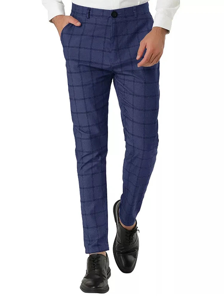HEARUJOY  -  Outdoor Casual Suit Trousers Mens 2025 Autumn Daily Leisure Straight Pants For Men Stylish Plaid Striped Printing Trousers