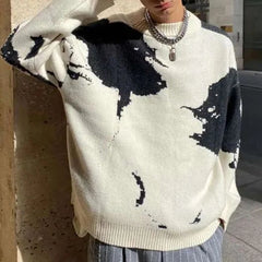 Hearujoy Large Size Knitted Sweater High Street Design Niche American Retro Sweater Men'S Tops Lazy High-End Versatile Knitted Sweater