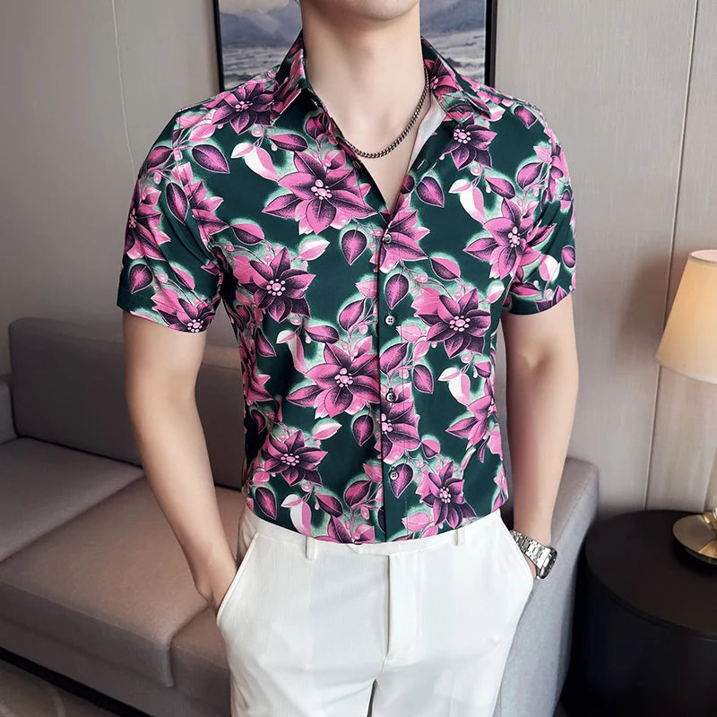 HEARUJOY  -  Fashion Mens Hawaiian Shirt Male Casual Colorful Printed Beach Shirts Men Short Sleeve Shirts Camisa Hawaiana Hombre