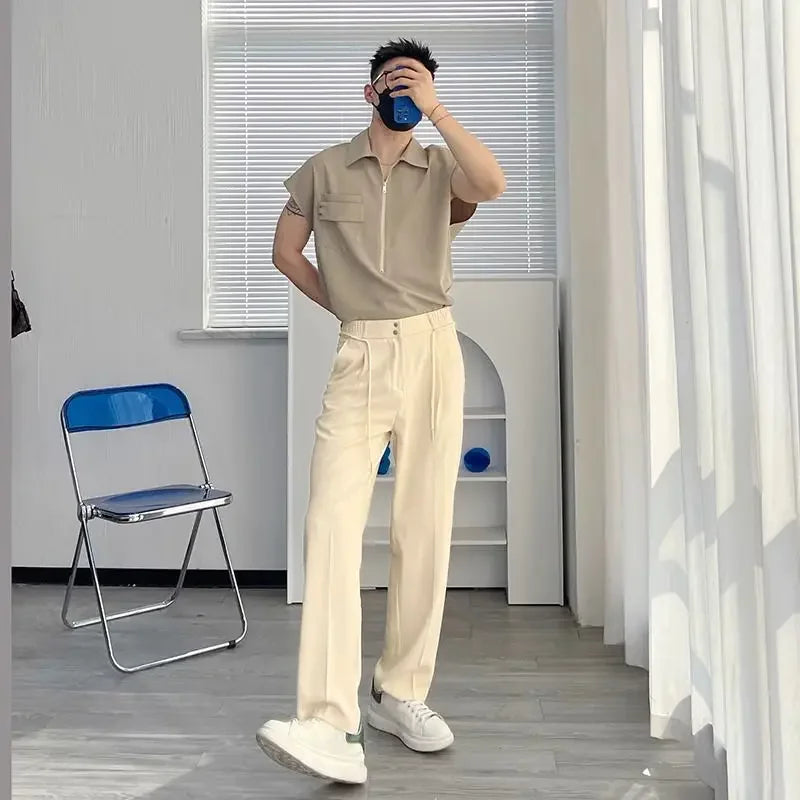 Hearujoy Straight Draped Male Suit Trousers Fluid Baggy Business Social Tailoring Men's Summer Pants 2024 Anti-wrinkle Stylish Classic Up