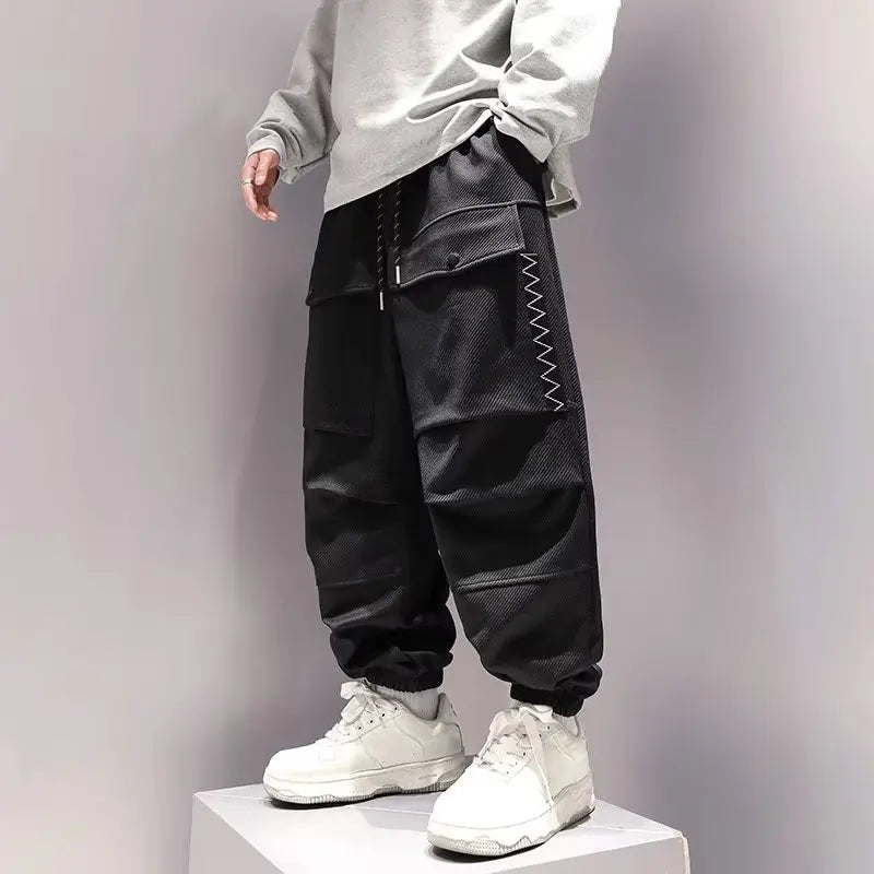 Hearujoy Korean Cargo Pants Men Japanese Streetwear Oversize Sweatpants Harajuku Casual Joggers Kpop Trendy Trousers Hip Hop