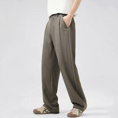 HEARUJOY  -  New Fashion Men's Suit Pants Summer Single Pleated Casual Wide Leg Draped Full Length Trousers Thin Male Bottoms