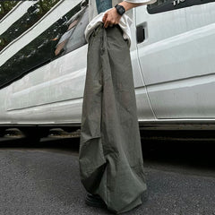 HEARUJOY  -  Spring Summer Loose Casual Soft Flowy Lightweight Wide Leg Shorts for Men Elastic High Waist Korean Fashion