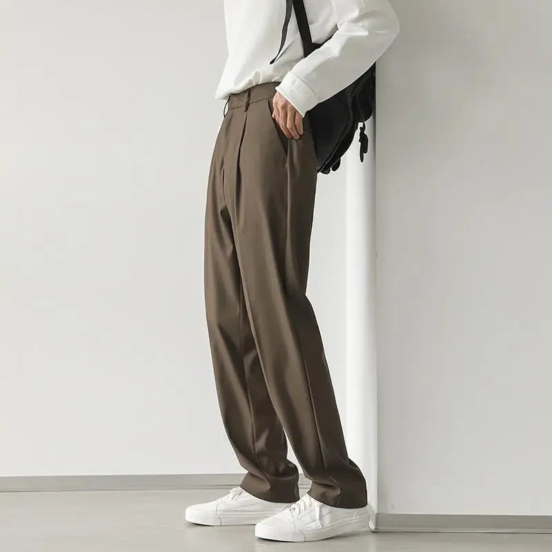 HEARUJOY  -  New Casual Suit Pants Men's Net Version Straight Loose Trousers Trendy Brand