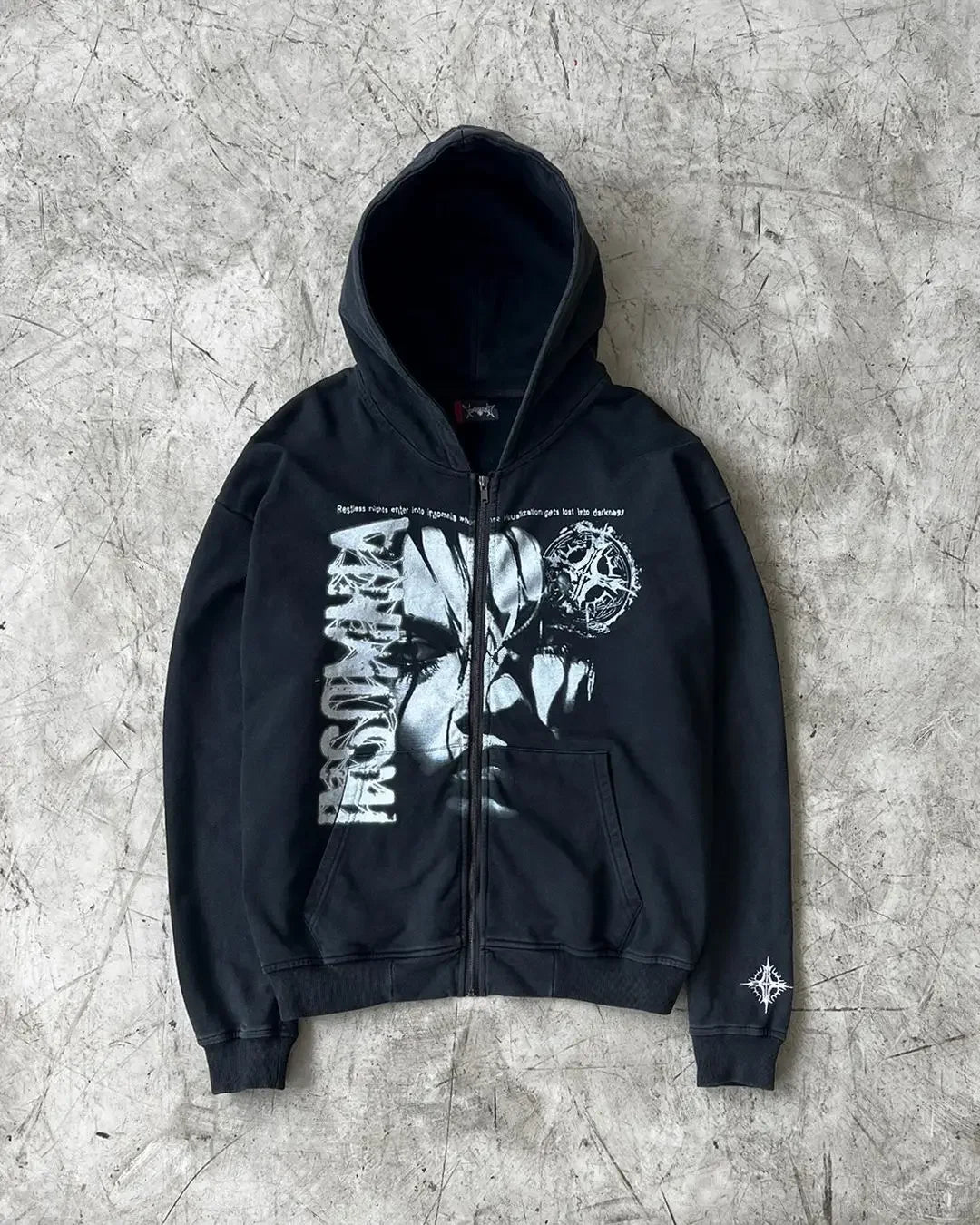 Hearujoy Gothic hip-hop letter print design oversized hoodie women's y2k vintage high street popular lazy style zipper baggy sweatshirts