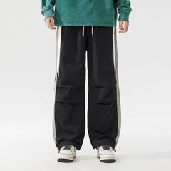 HEARUJOY  -  Spring Summer Men's Trousers New Fashion High Street Color Striped Pockets Drawstring Daily Commute Casual Loose Wide Leg Pants