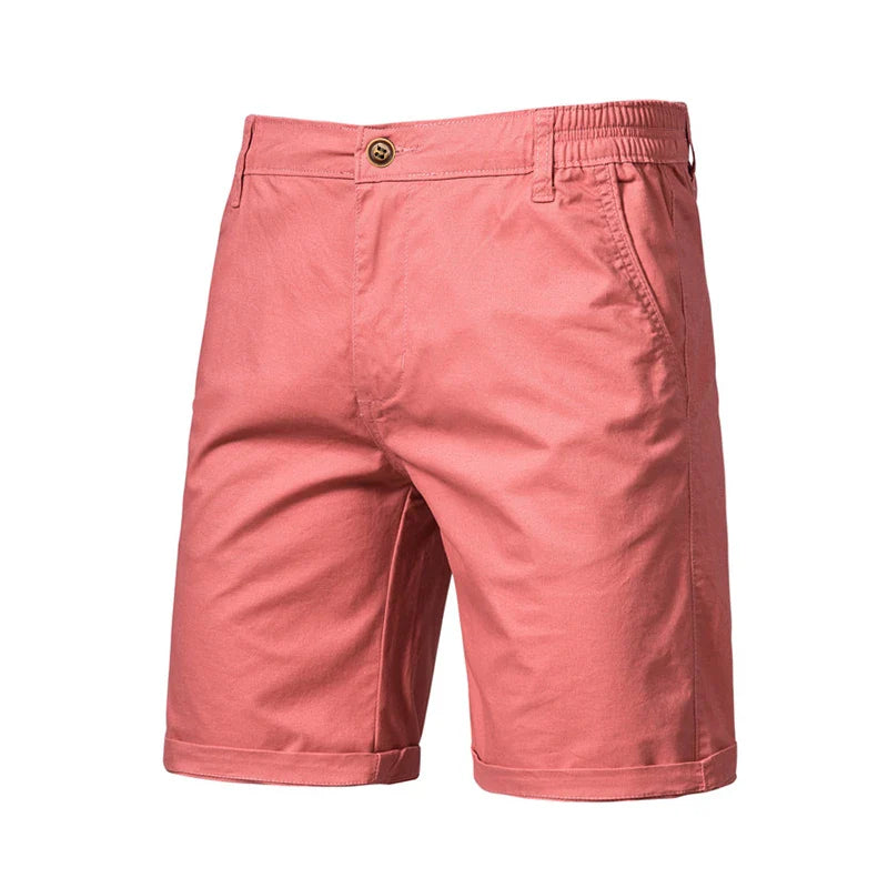 Hearujoy Summer 100% Cotton Solid Shorts Men High Quality Casual Business Social Elastic Waist Men Shorts 10 Colors Beach Shorts