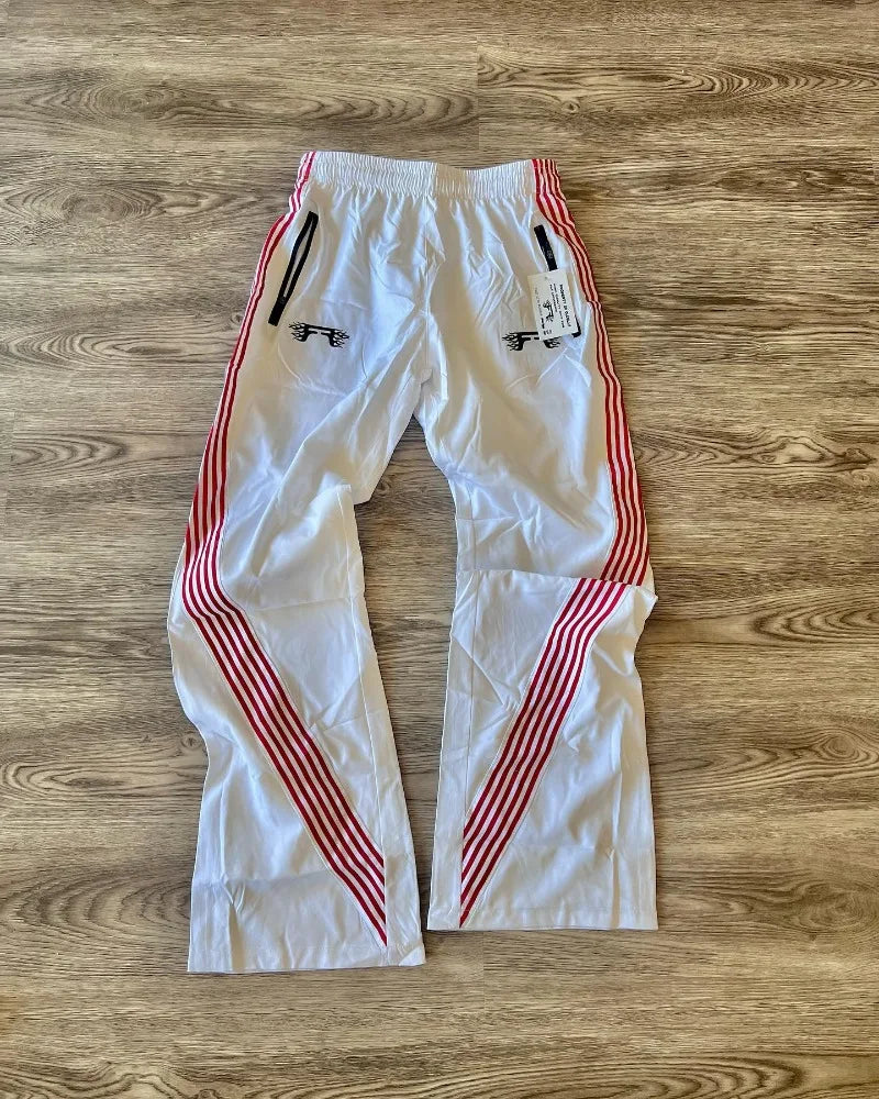Hearujoy High Street Trend Striped Stretch Waist Women Nine-point Pants Y2k Harajuku Fashion Loose Casual Sports Wide Leg Pants