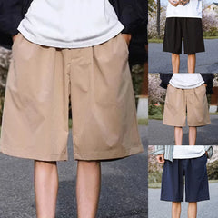 HEARUJOY  -  Casual Outings Blue Casual Loose Shorts Lightweight Casual Pants Daily Wear Shorts Medium Waist Design Polyester Fabric