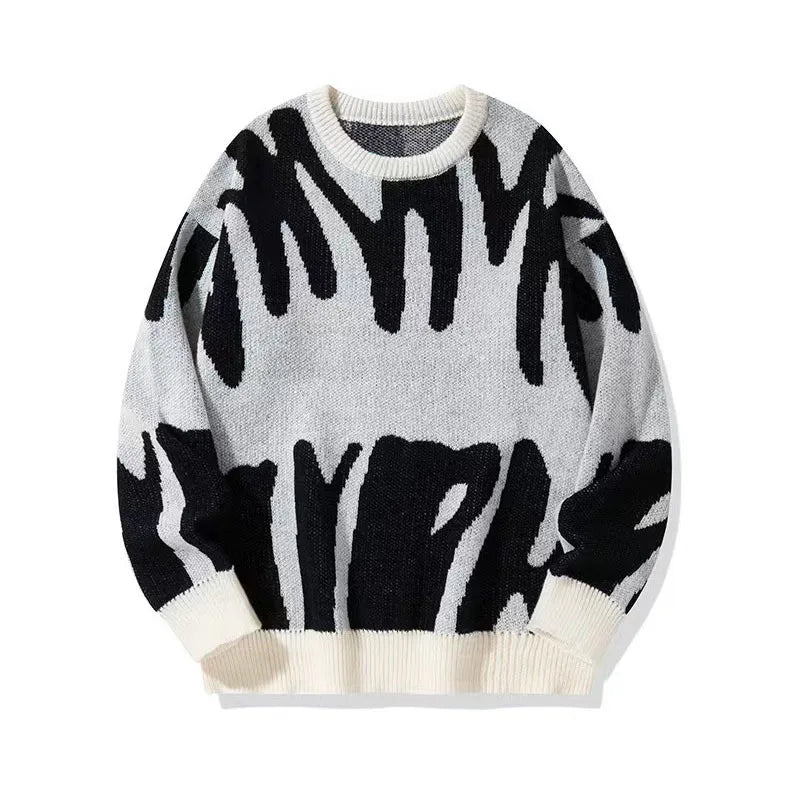 HEARUJOY  -  Autumn Winter Men Knitted Sweaters Irregular Jacquard Pattern Pullovers Thicken Warm Tops Male Casual Round Neck Knitwear