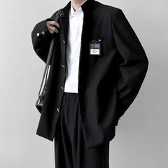 Hearujoy Mens Japanese College Student Uniform Jacket 2024 New Spring College Style Trend School Uniform Stand Collar Suit Jacket Unisex